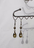 bronze crystal pear earrings