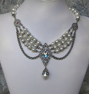 Pearl And Borealis Wedding Elegance Necklace
