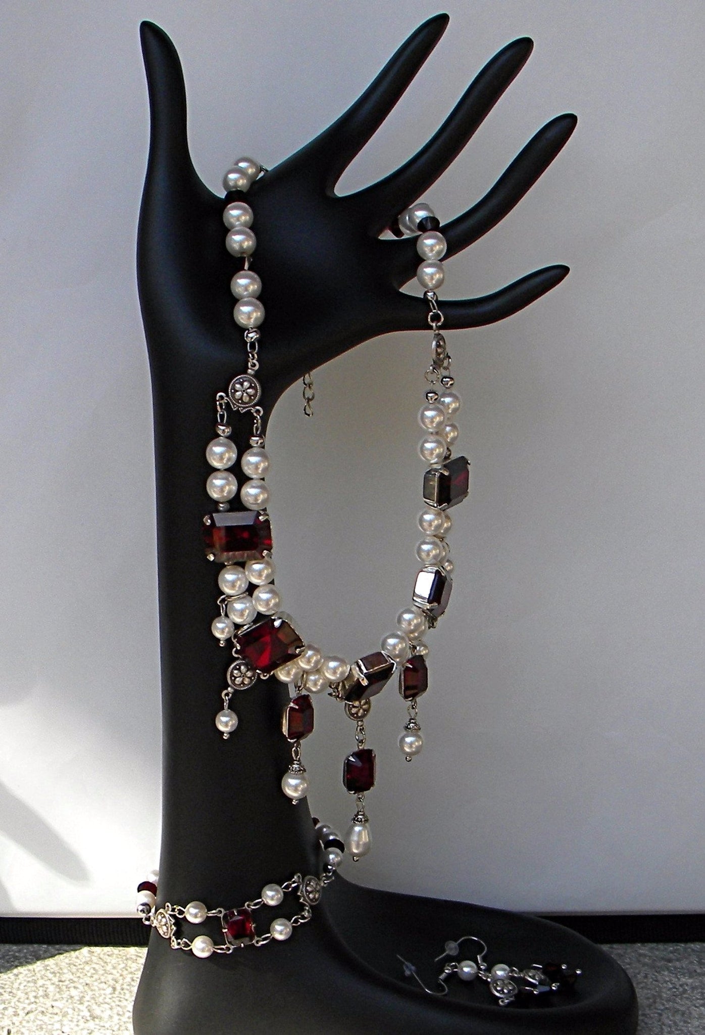 White Pearl And Garnet Grand Jewelry Set – Erica's Creative Cavalcade