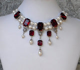 white pearl and garnet necklace