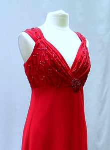 red beaded cocktail dress