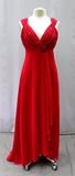 Red Beaded Cocktail Dress With Asymmetrical Cascade front