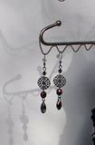 Earrings Included With Garnet And Silver Gray Shade With Round Rhinestones Necklace