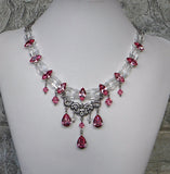 Rose and Clear Crystal Necklace 