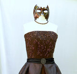 Bronze Beaded Gown With Mask