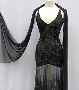 stretch glitter semi sheer mesh black dress